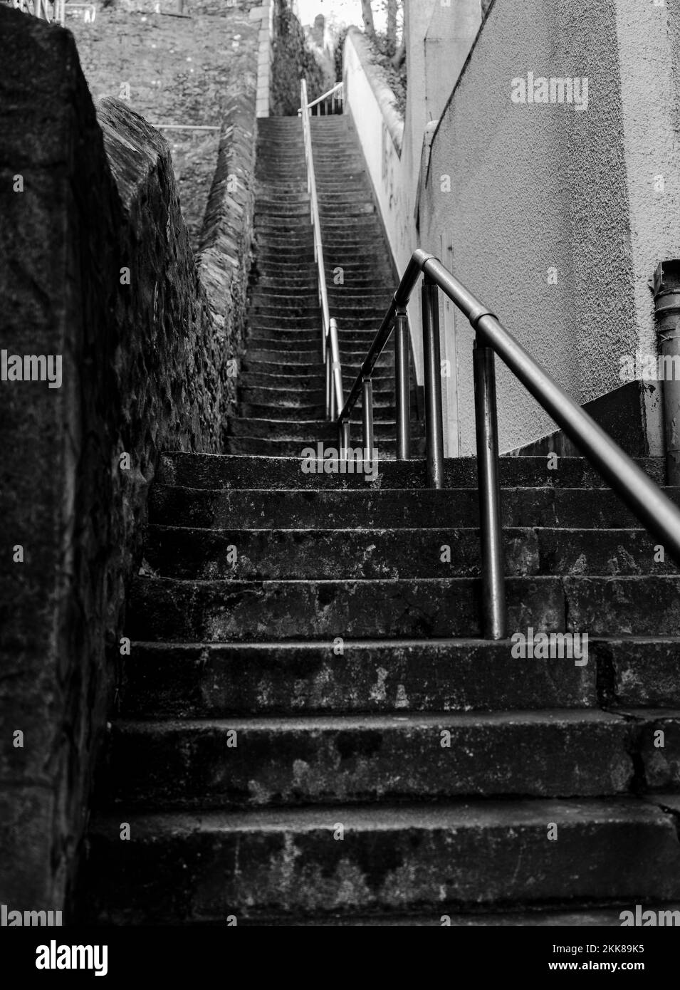 Falmouth alley ways and steps.  Exploring the lanes of Falmouth town. Street photography Stock Photo