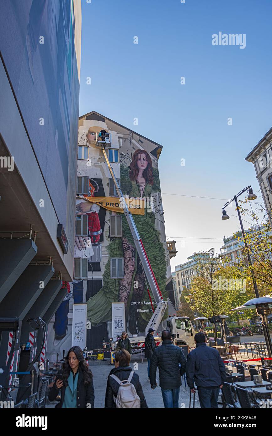 milano un writer all'oper Stock Photo