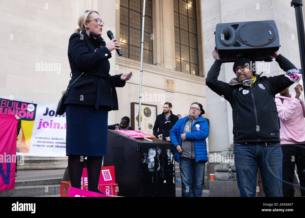 Rebecca long bailey addresses crowd on friday the 25th of november