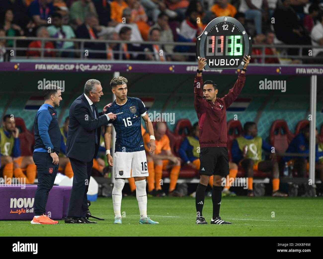 Doha, Qatar. 25th Nov, 2022. Gustavo Alfaro (2nd L), head coach of