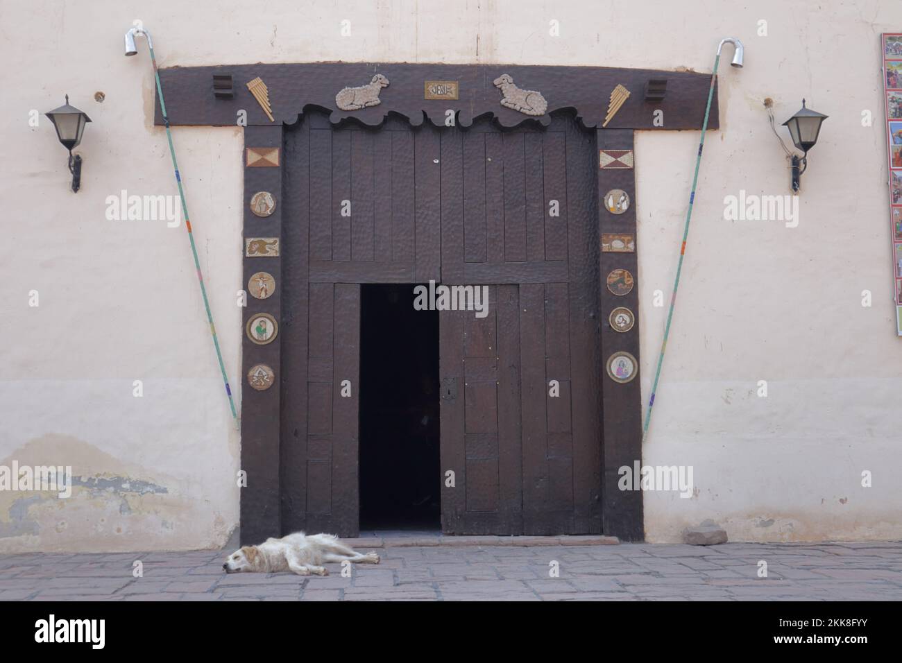 Old church front door, at Tilcara, city of north Argentina, south America Stock Photo