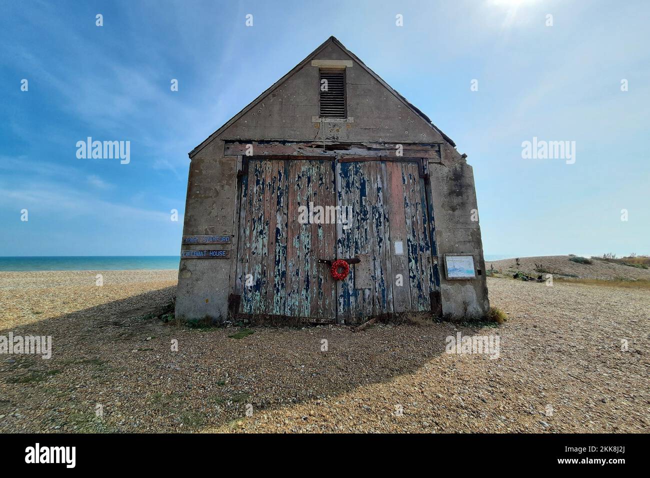 Mary Stanford Lifeboat House memorial. Rye Harbour, Sussex, UK. Stock Photo