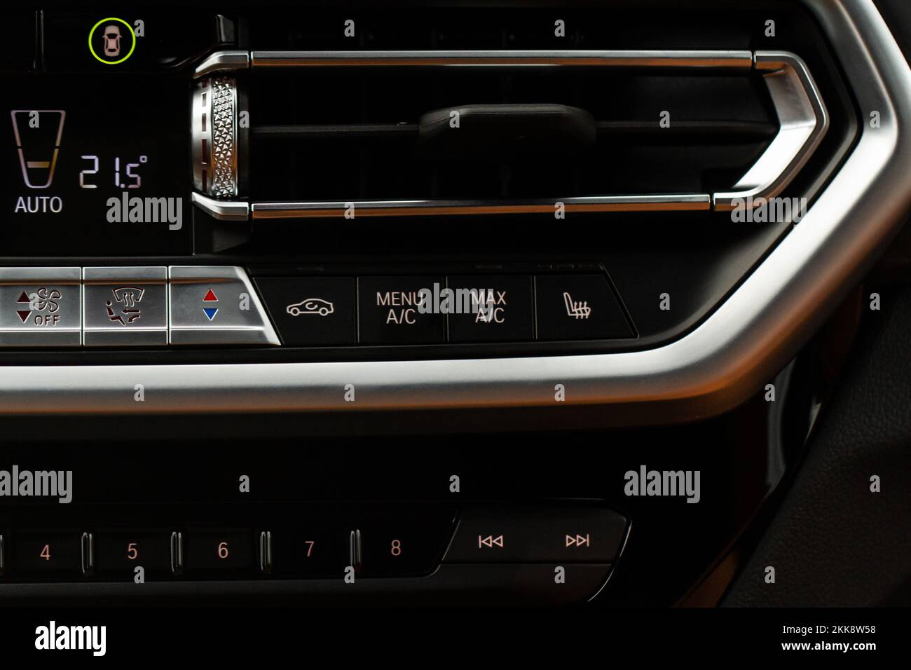 Digital control panel car air conditioner dashboard. Modern car