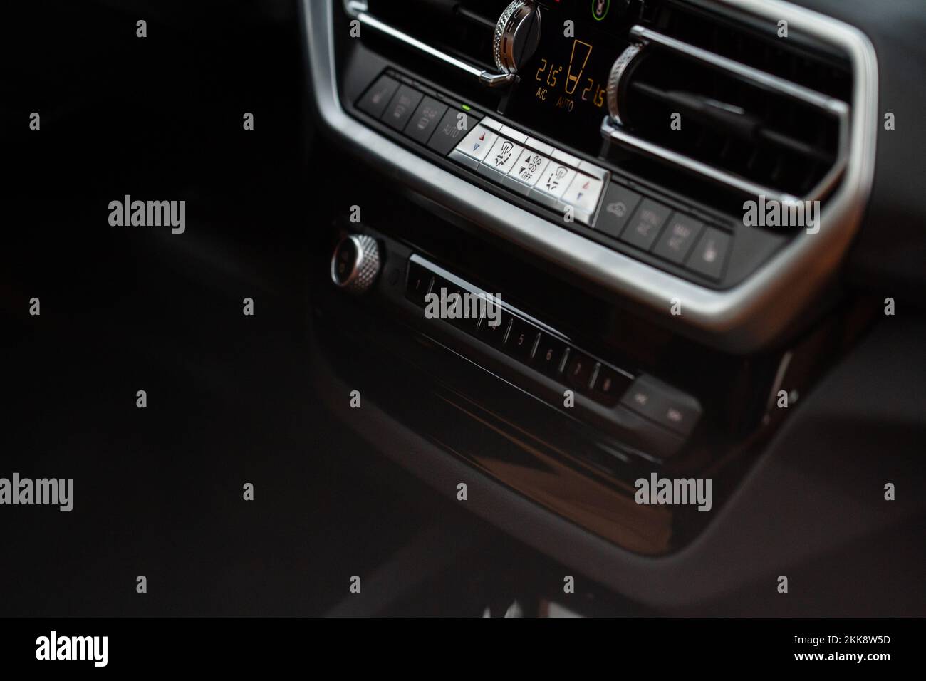 Color car air conditioning buttons close up view inside a car. Car