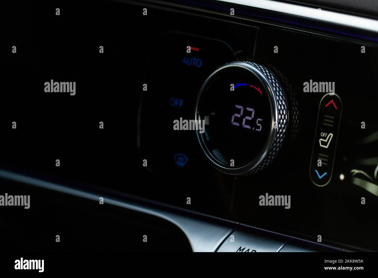 Digital control panel car air conditioner dashboard. Modern car