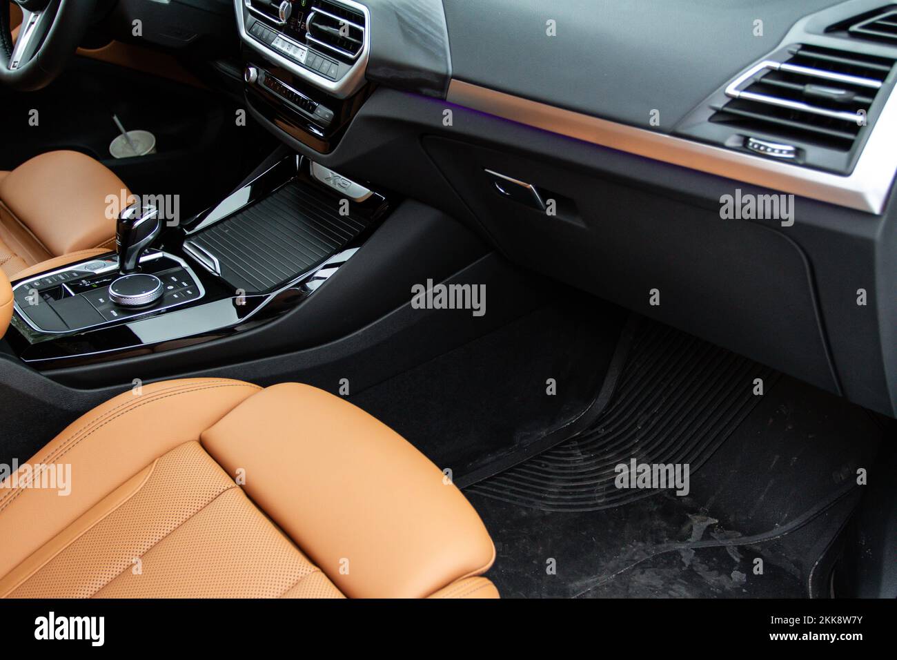 Closed car glove box compartment. Glove compartment of car Stock Photo