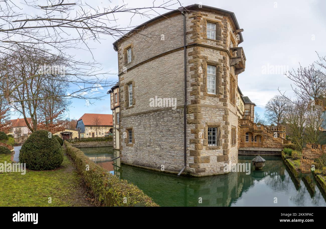 Bad Driburg, Germany - December 21, 2020: Heerse moated castle from the ...