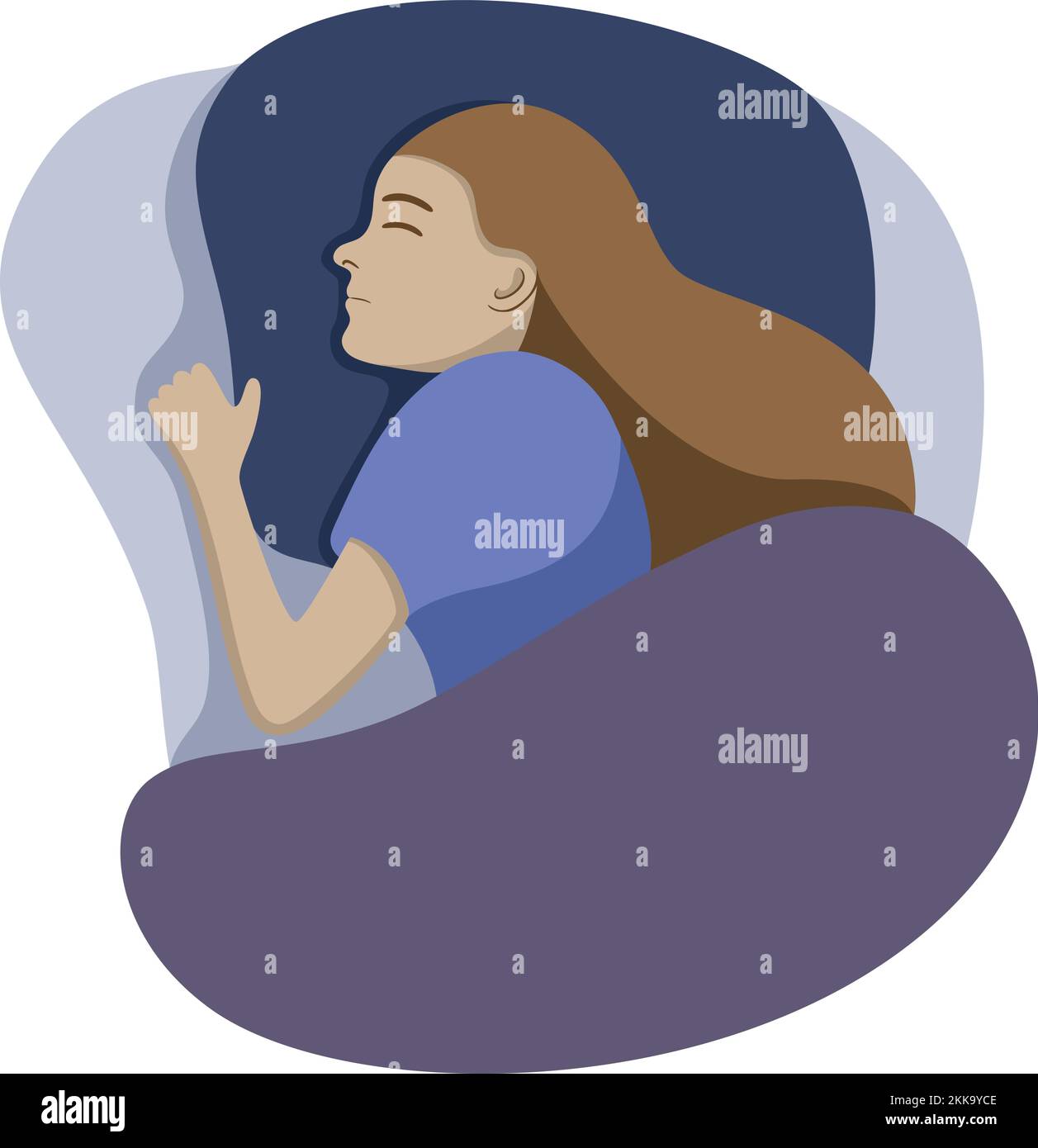 Sleeping woman in bed Stock Vector Image & Art - Alamy