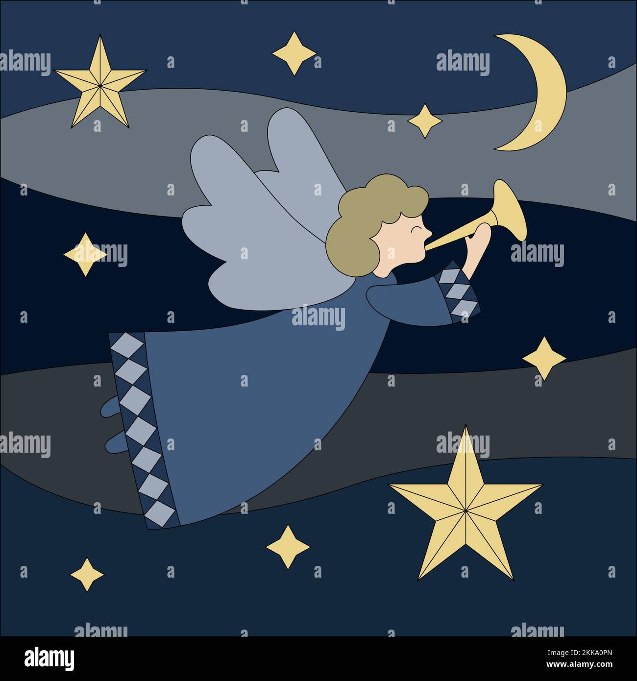 Christmas angel with trumpet Stock Vector Image & Art - Alamy