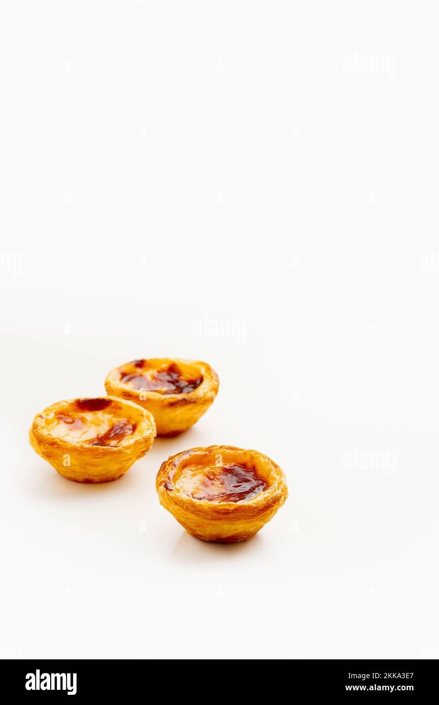 Traditional Portuguese egg tart dessert Pasteis Pastel de nata or