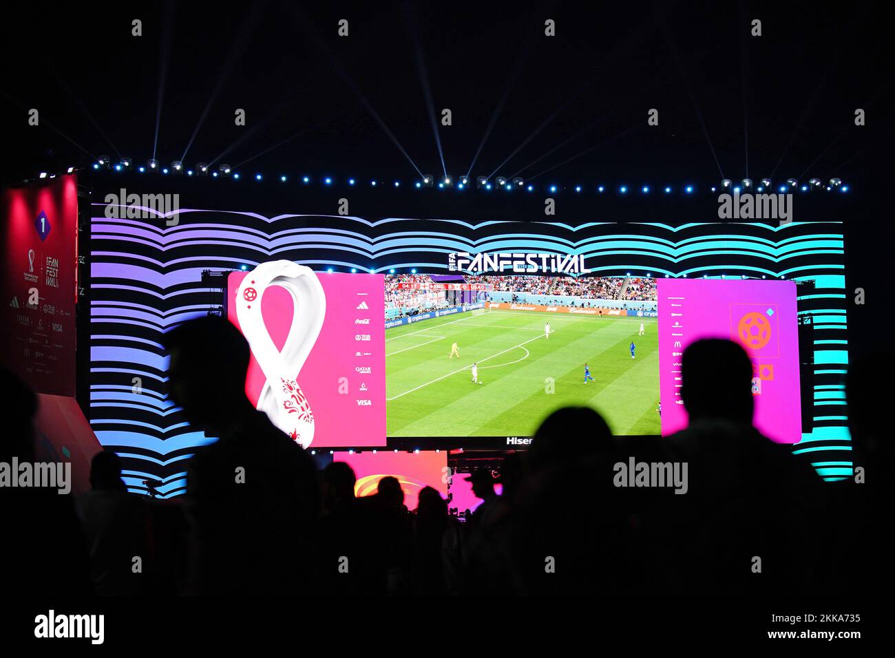 The big screen at the fan zone in Doha, Qatar, during the FIFA World