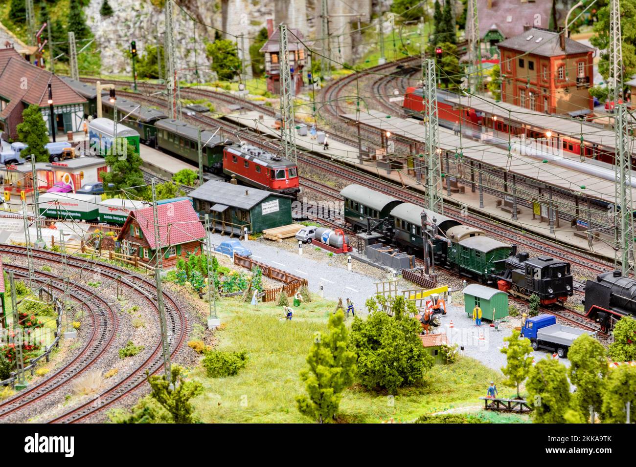 Frankfurt, Germany - January 27, 2020: detail of model railway with ...