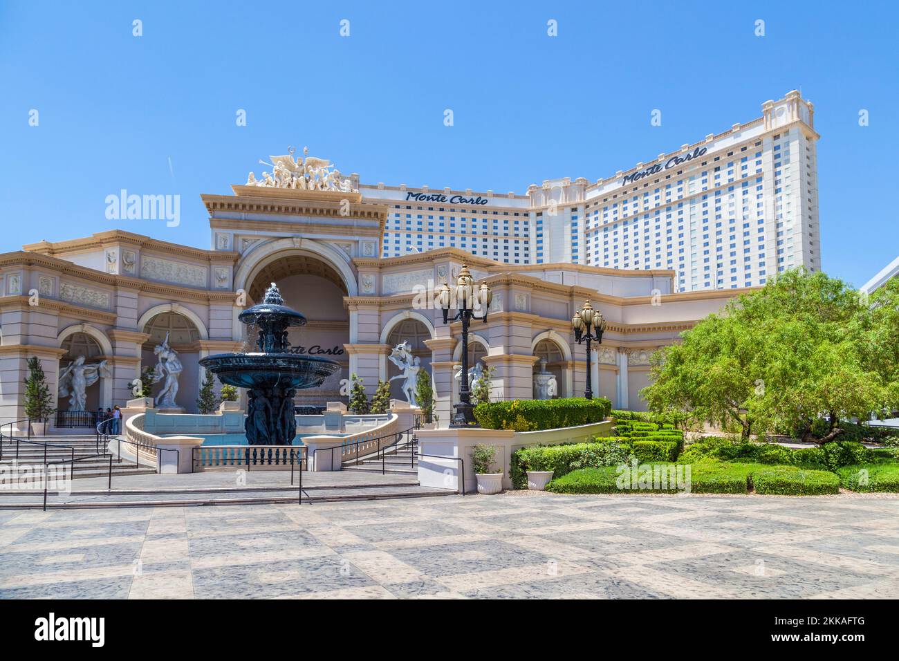 Las Vegas, USA - June 15, 2012: Monte Carlo Hotel and resort in Las Vegas, Nevada. The Monte Carlo reopened in FEB 08 three weeks after a rooftop fire Stock Photo
