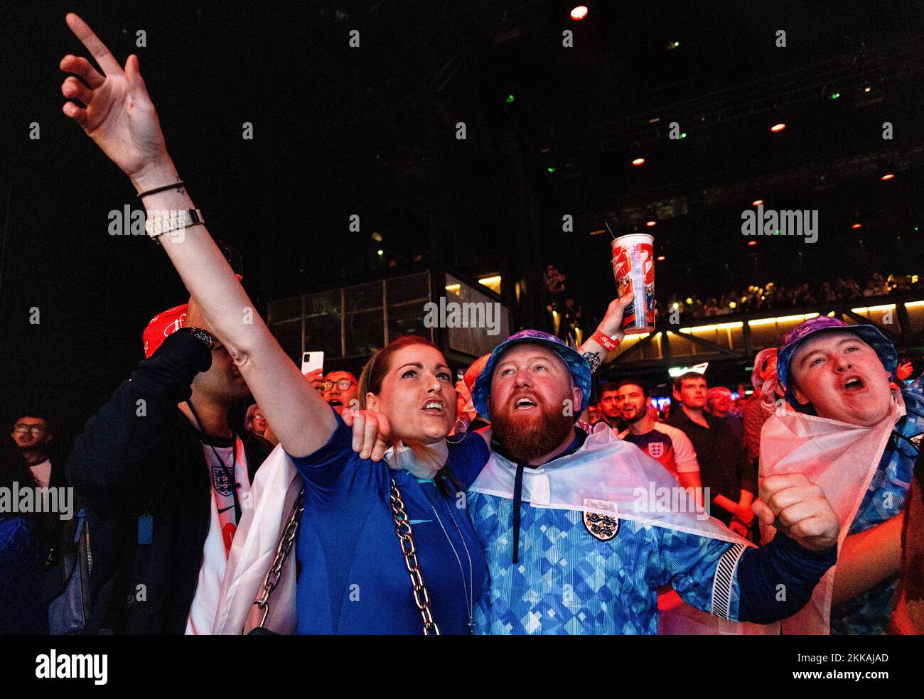 England fans at the Budweiser Fan Festival London at during a screening of the FIFA