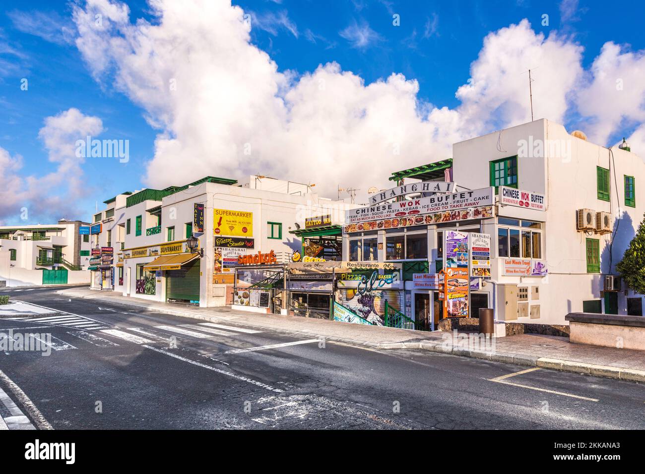 Playa Blanca, Spain November 12, 2014 empty pedestrian shopping zone