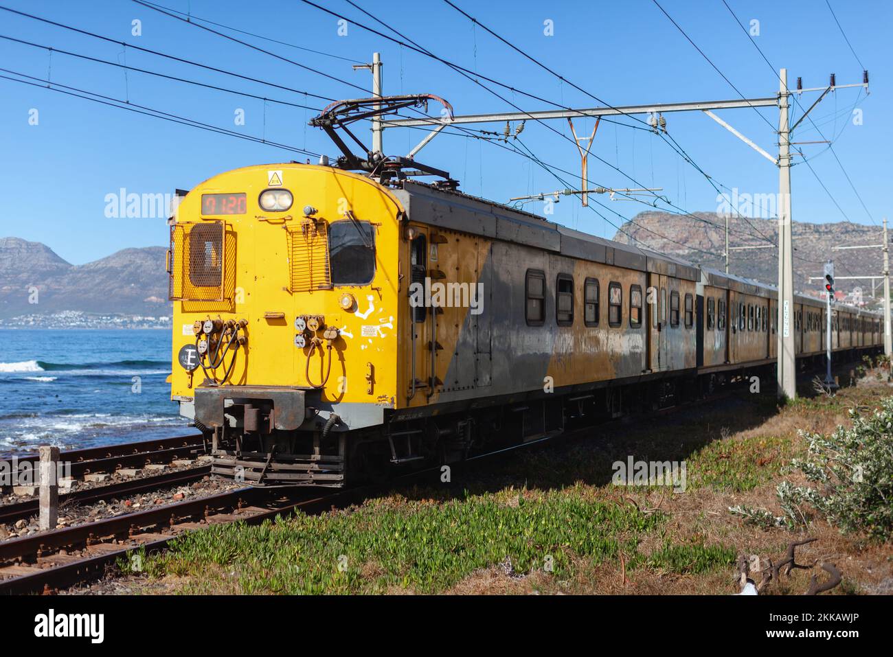 Train with beautiful view on Railway in Cape Town South Africa Stock Photo Alamy