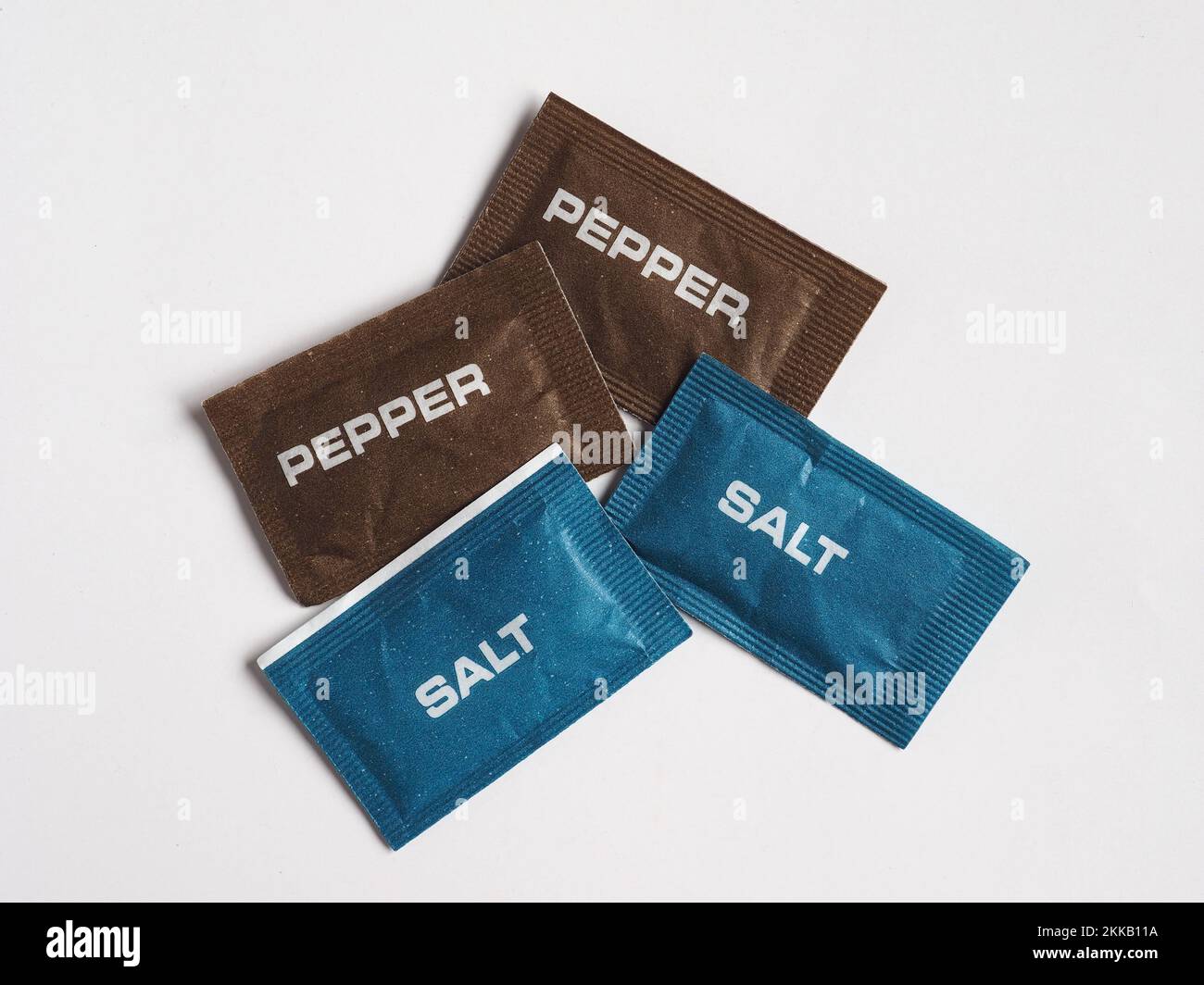 single dose salt and pepper sachet for restaurants and pubs Stock Photo