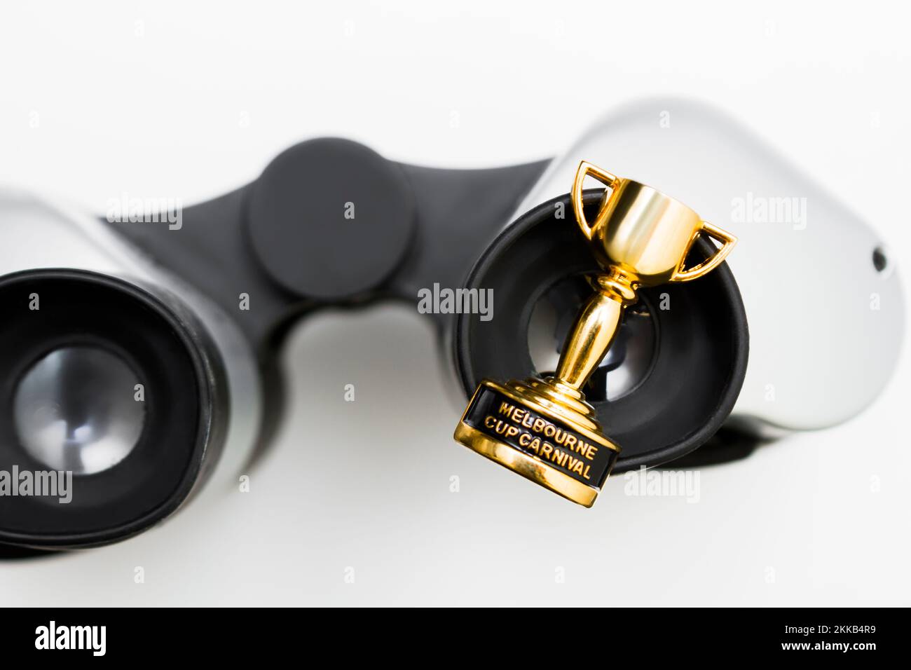 First place setting for Melbourne Cup luncheon with a winning trophy