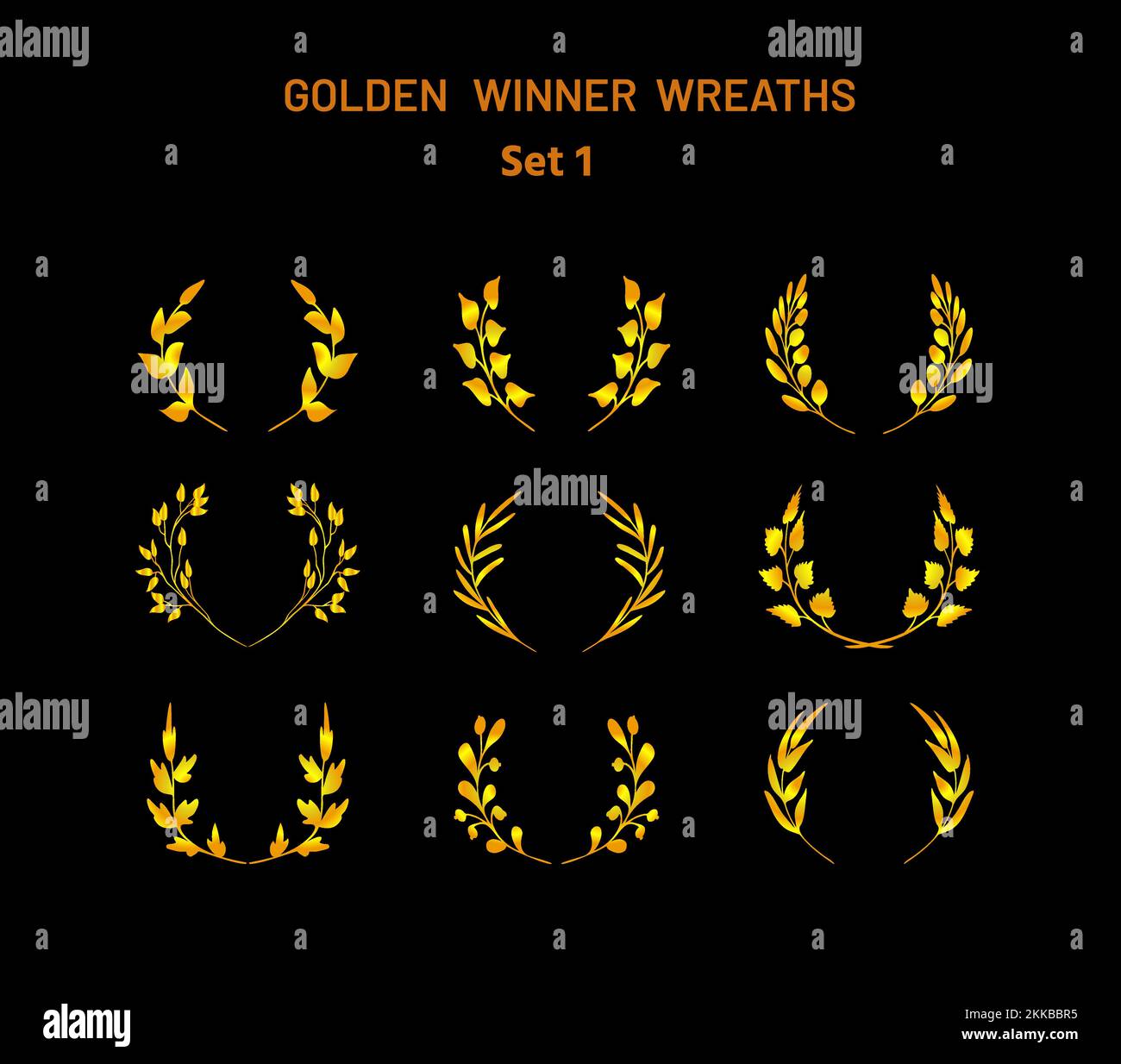 Hand drawn sketches of fantasy golden wreaths Stock Vector Image &amp; Art ...