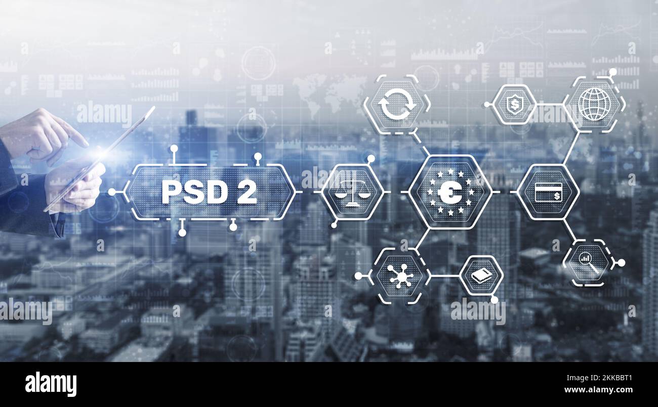 Payment Services Directive revised PSD2. EU Payment Directive. Stock Photo