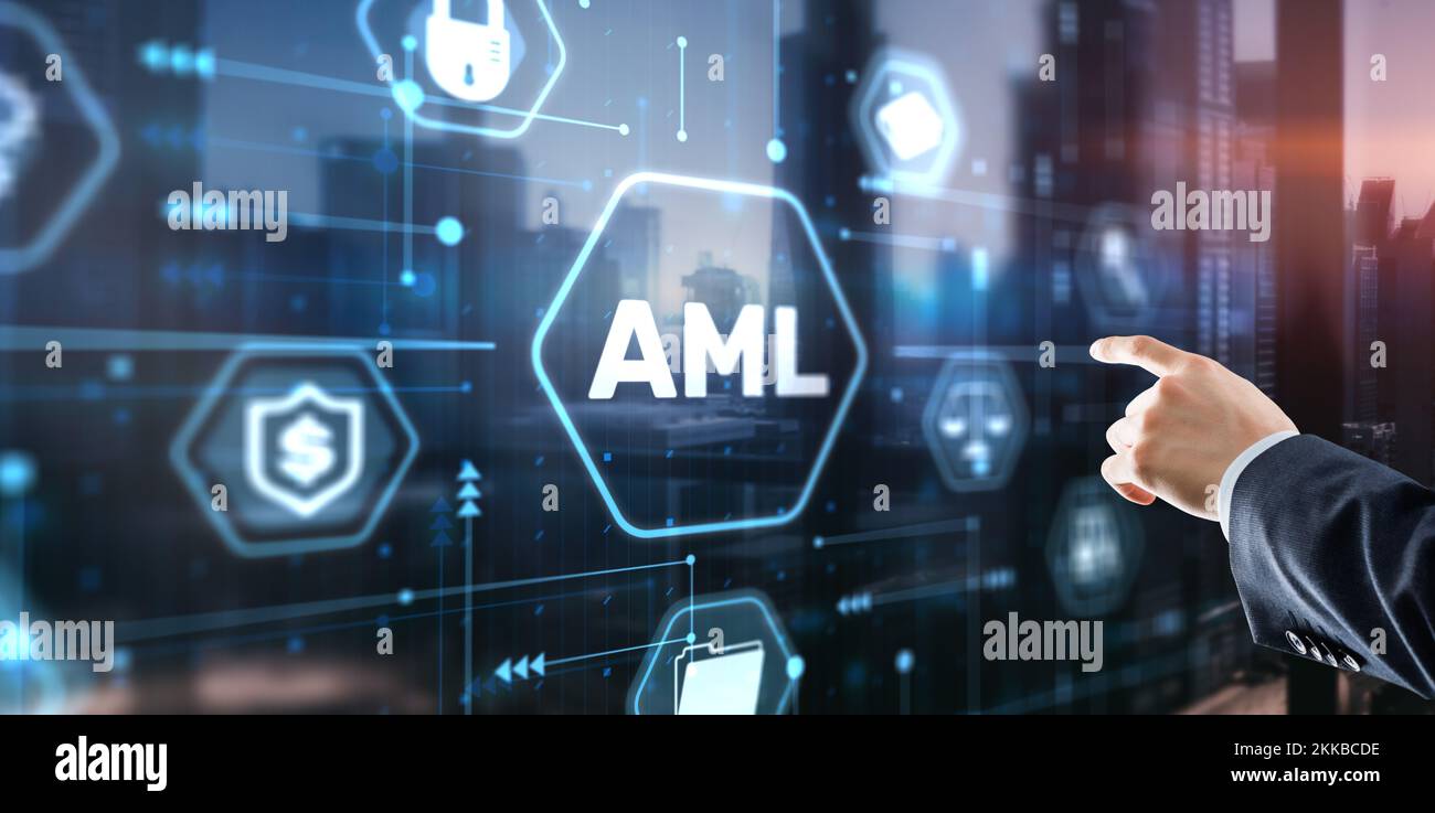 AML Anti Money Laundering Financial Bank Business Technology Concept. Stock Photo