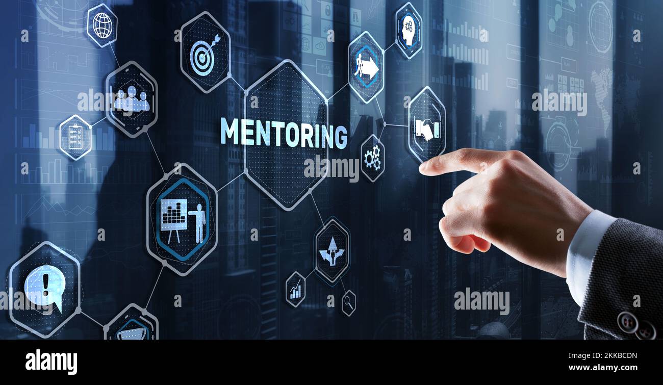 Mentoring Motivation Coaching Career Business Technology concept. Stock Photo