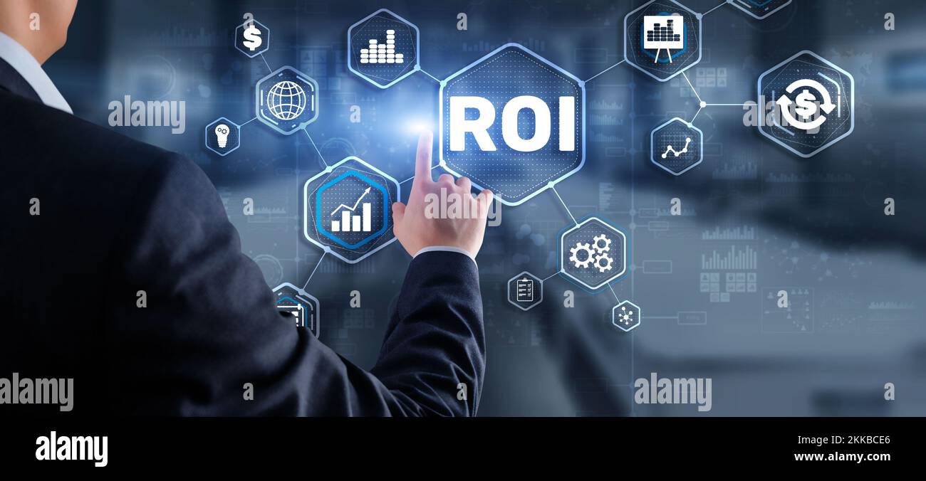 Roi Return On Investment Business Technology Analysis Finance Concept. Stock Photo