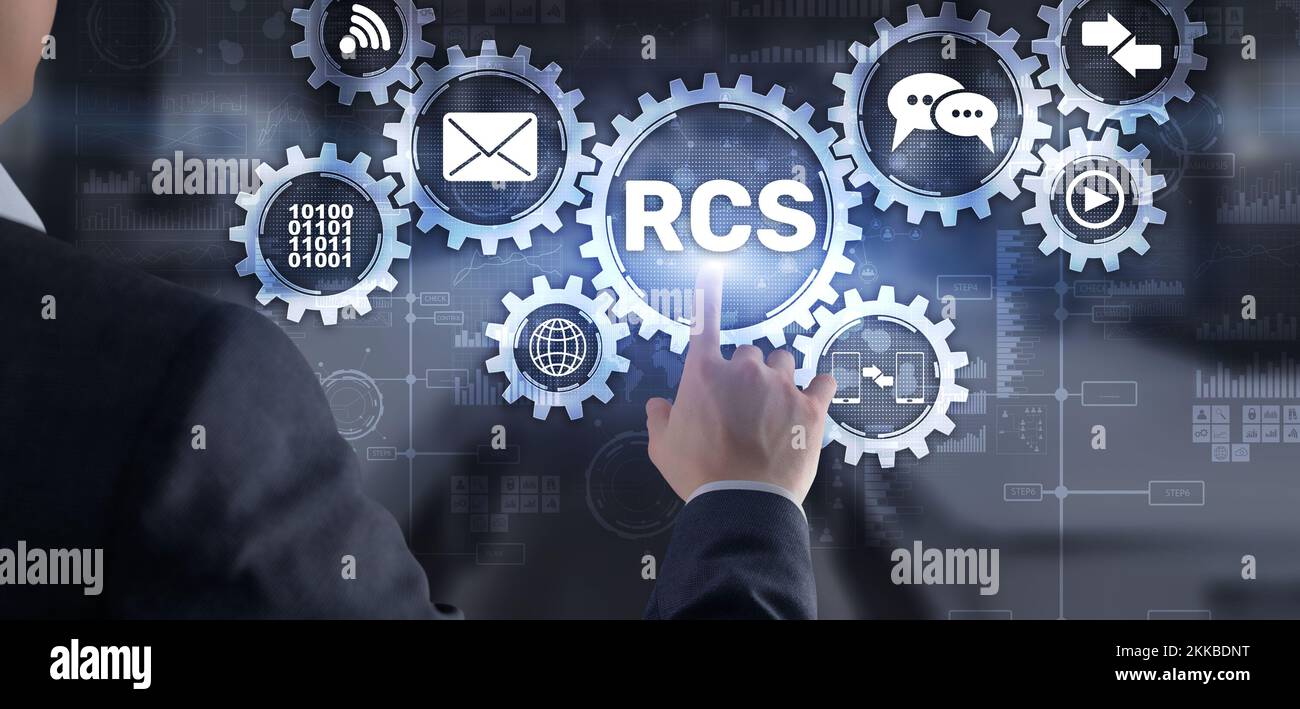 RCS. Rich Communication Services. Communication protocol between mobile telephone. Stock Photo