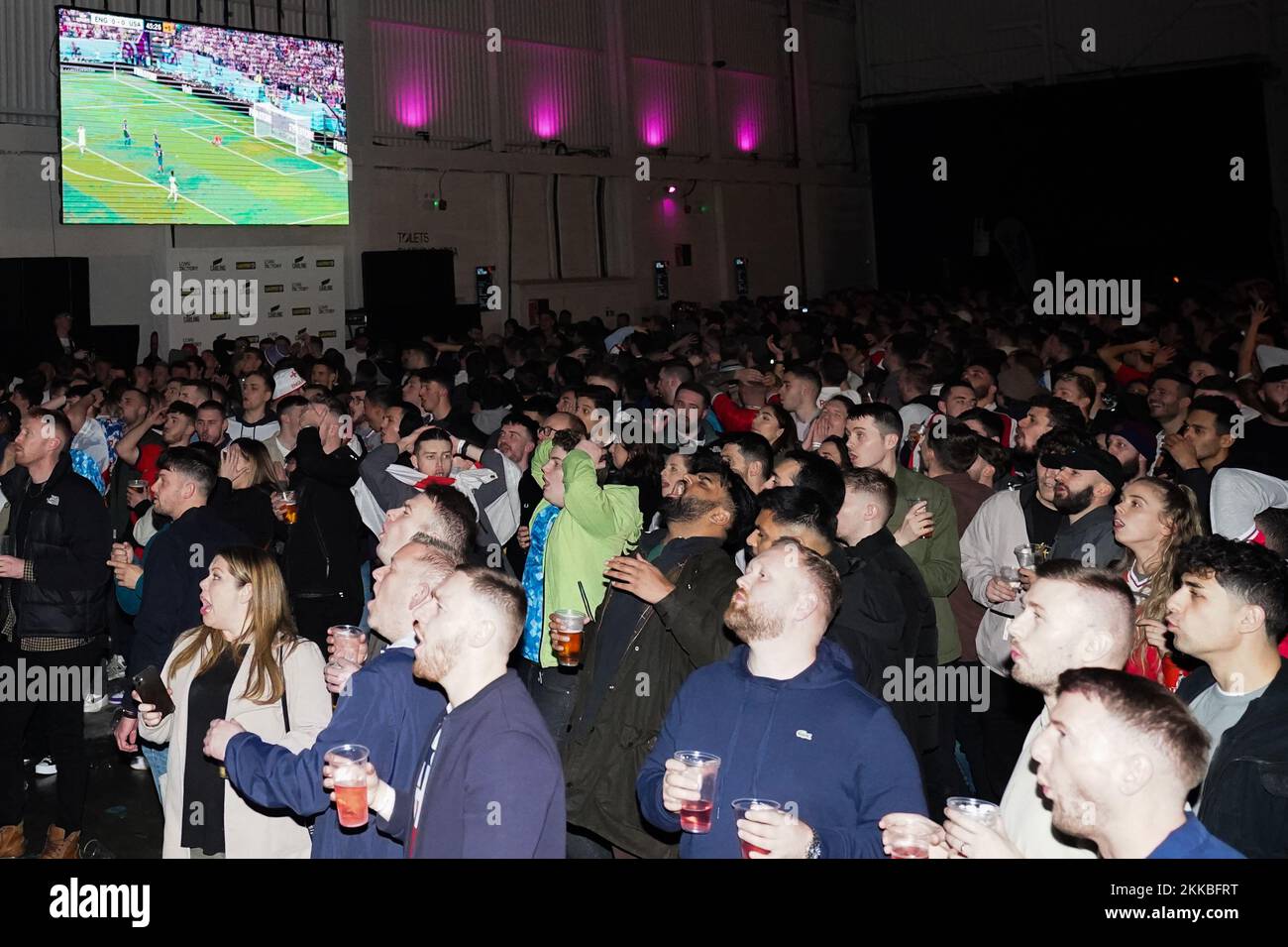 England fans react at the 4TheFans Fan Park at Love Factory, Manchester