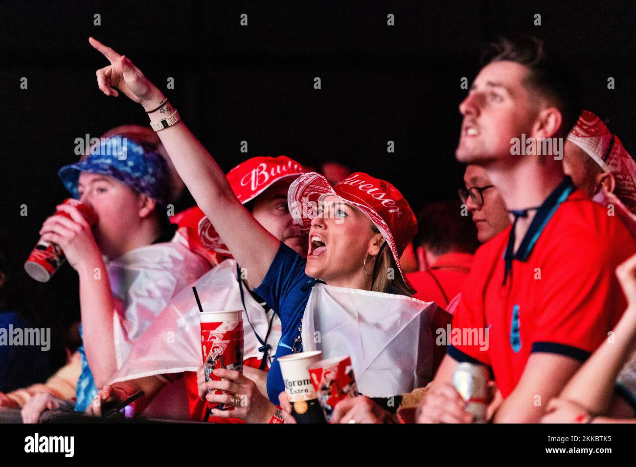 England fans cheer on their team at the Budweiser Fan Festival London at during a