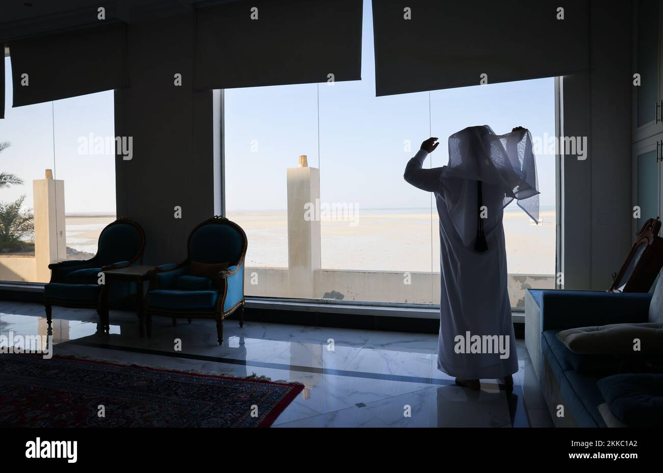 Al Ruwais, Qatar. 25th Nov, 2022. Fahid Mohamed from Doha stands in the