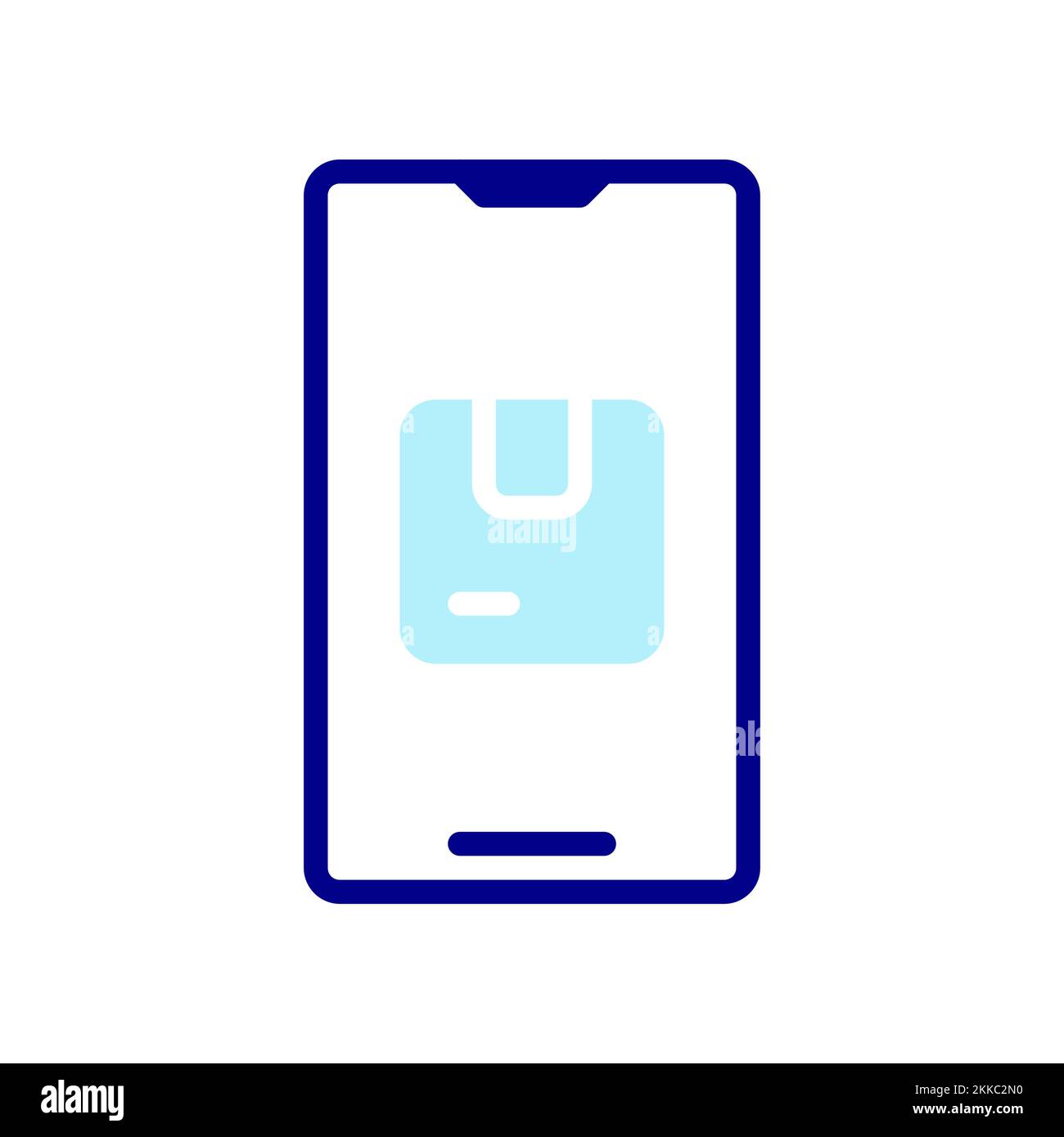 Order Package Online icon, order goods online using a smartphone. Stock Vector