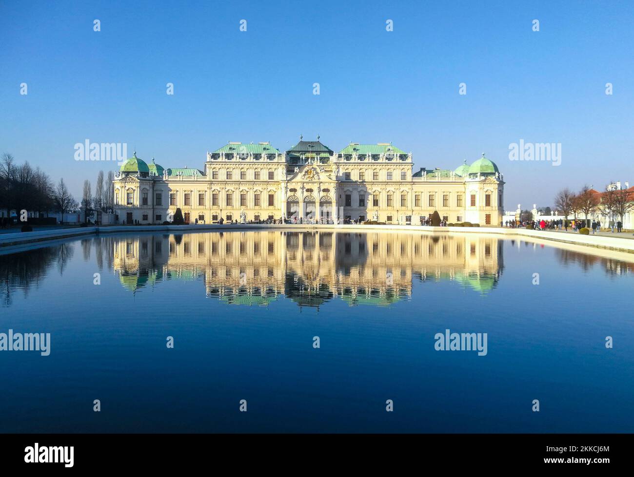 Vienna, Austria - Feb 17, 2019: Upper Belvedere palace - the Baroque palace complex was built as a summer residence for Prince Eugene of Savoy., compl Stock Photo