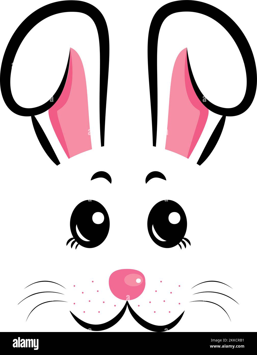 Kawaii Rabbit face.Rabbit symbol of 2023 year.Vector illustration Stock