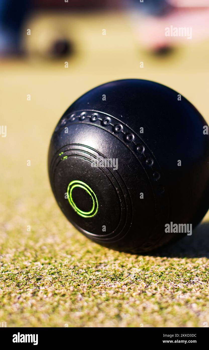 Focus On A Lawn Bowls Ball With A Low Depth Of (The) Field Stock Photo