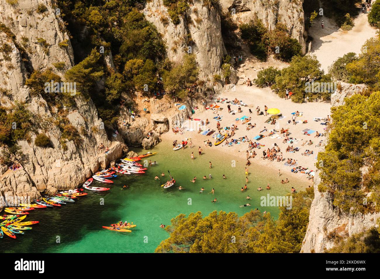 Hiking,view,views,above,calanque D'en Vau,with, Sandy,beach,tour Boats 