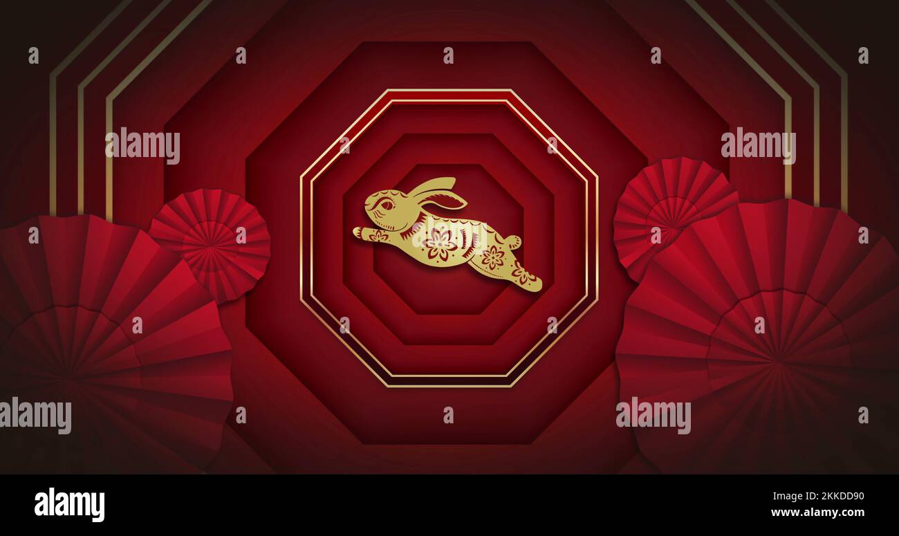 Red Rabbit Image Circle Image of rabbit and circles on red backrgound Stock Photo - Alamy