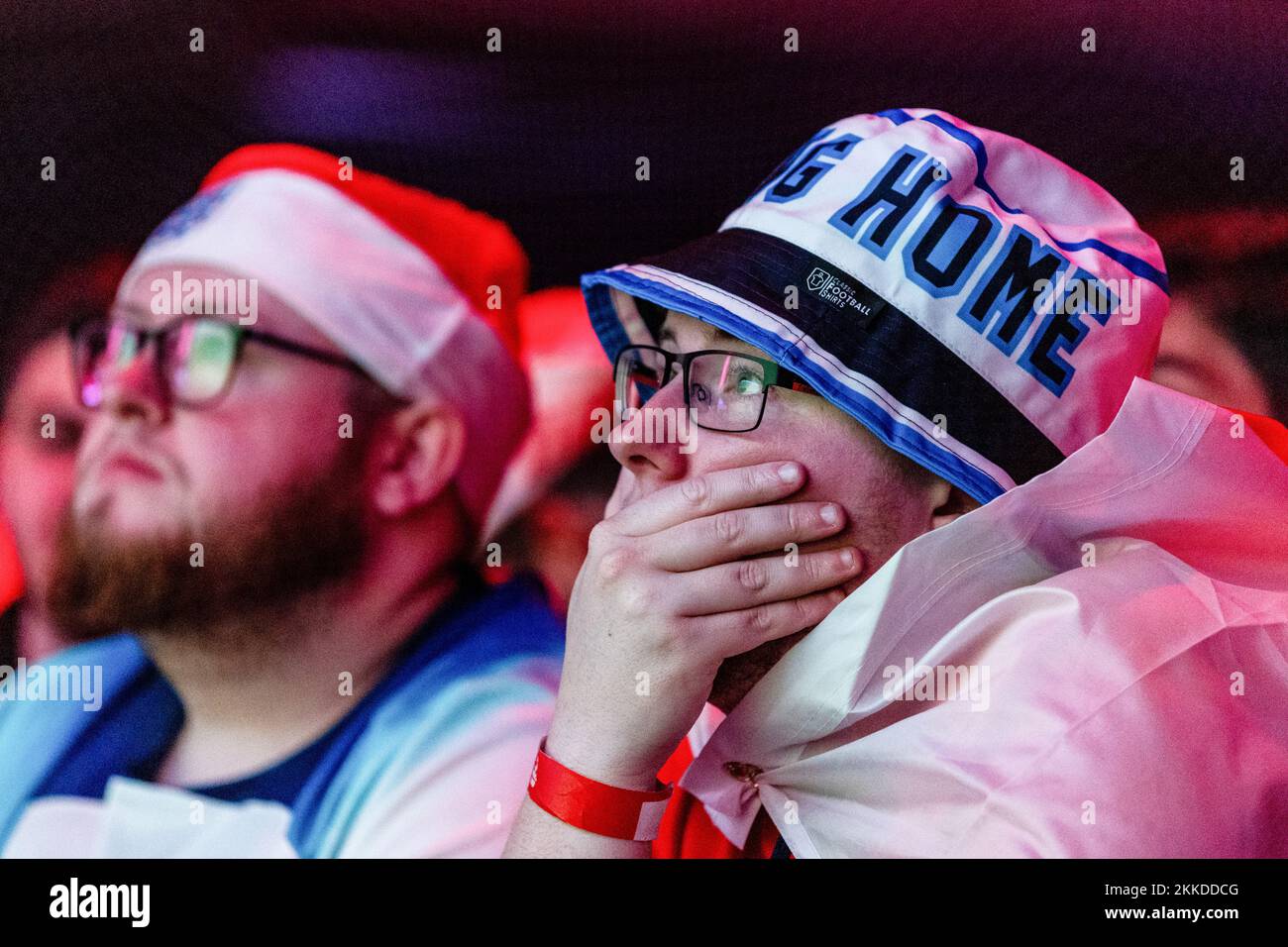 England fans react at the Budweiser Fan Festival London at during a screening of the