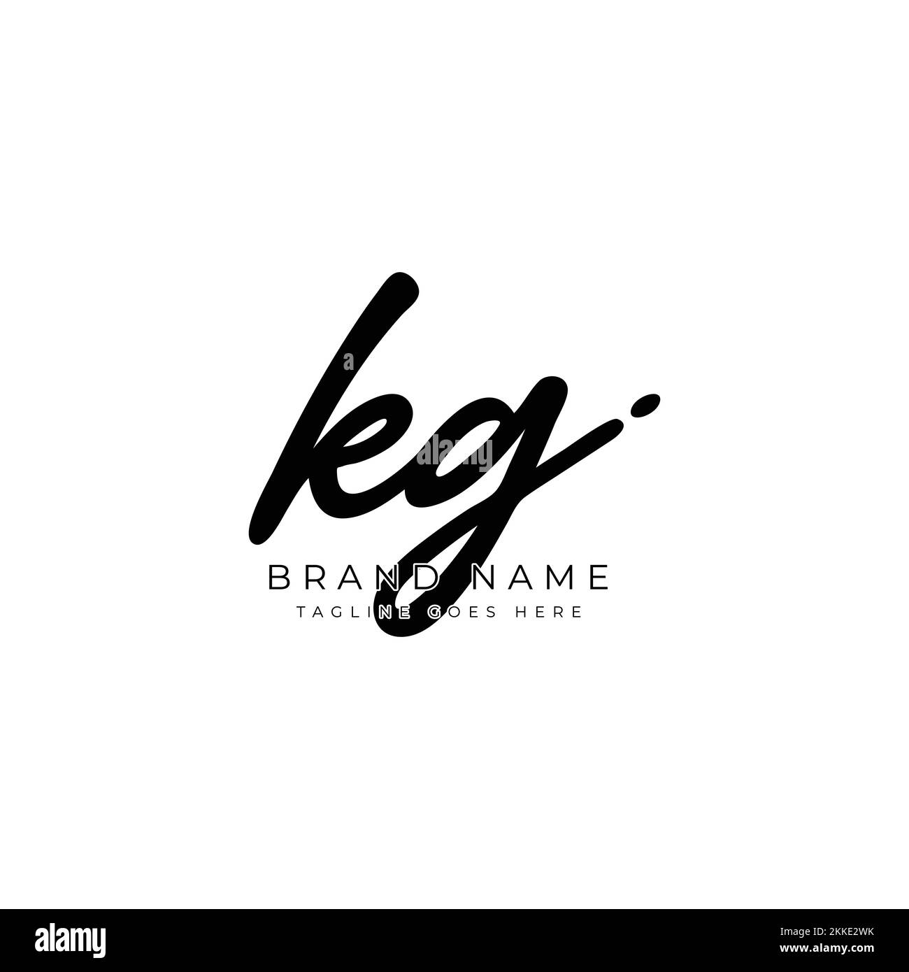 K, G, KG Initial letter handwritten and signature vector image, modern