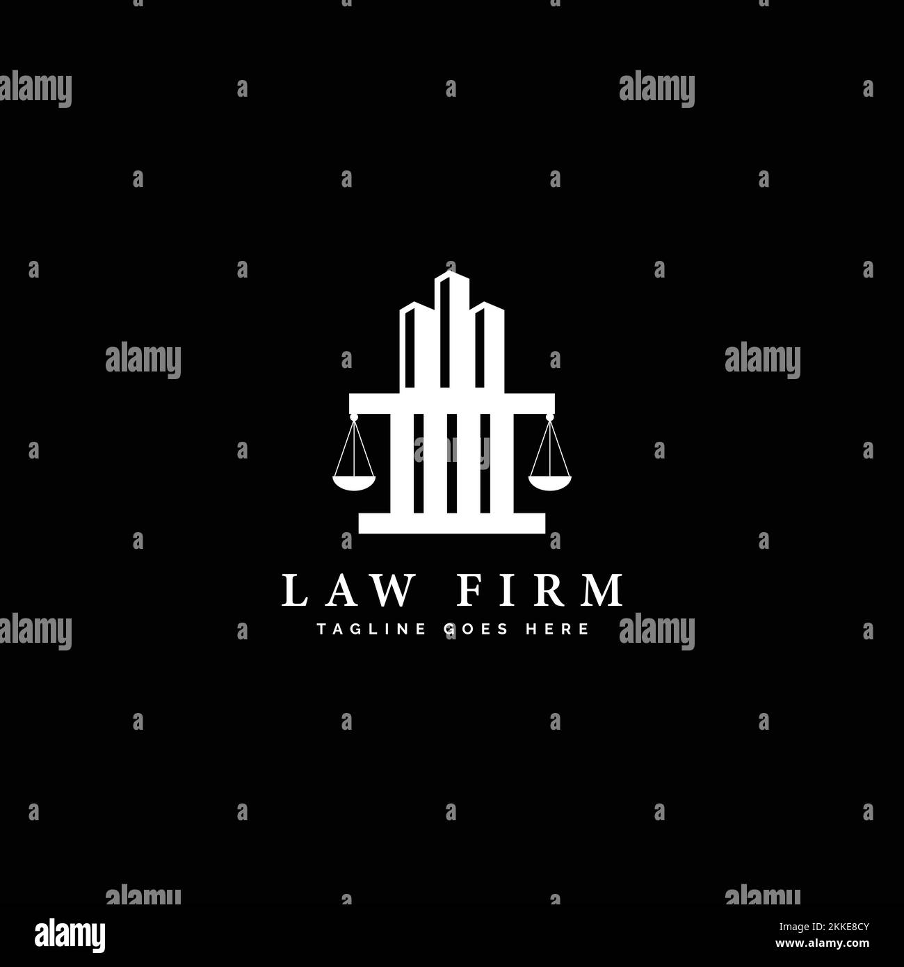 Law Firm logo. Pillar Vector Icon Design. Lawyer Office or Justice Logo Template. Stock Vector