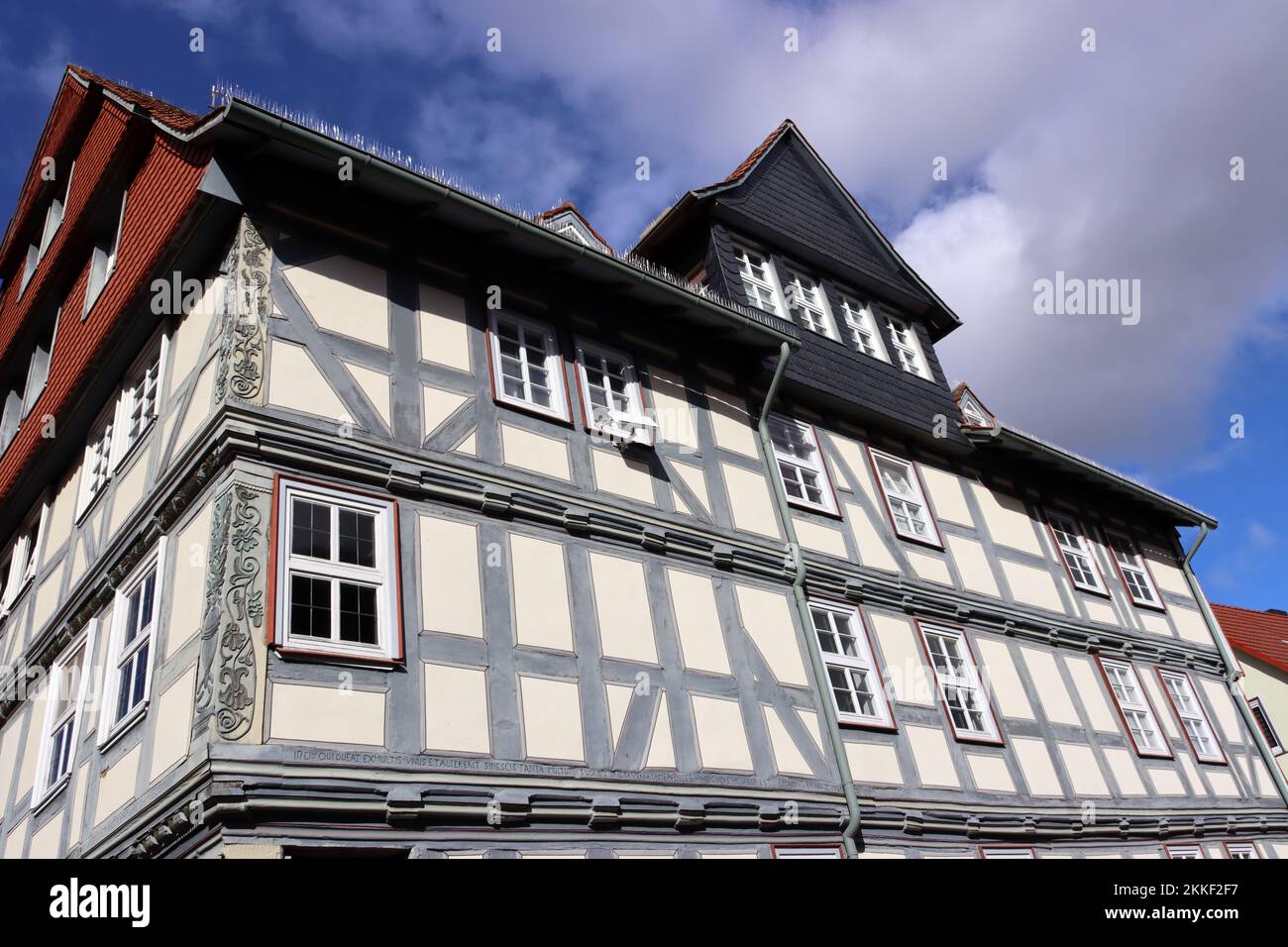 Denkmal-geschütztes Fachwerkhaus in der historischen Altstadt, Hessen, Deutschland, Grebenstein Stock Photo