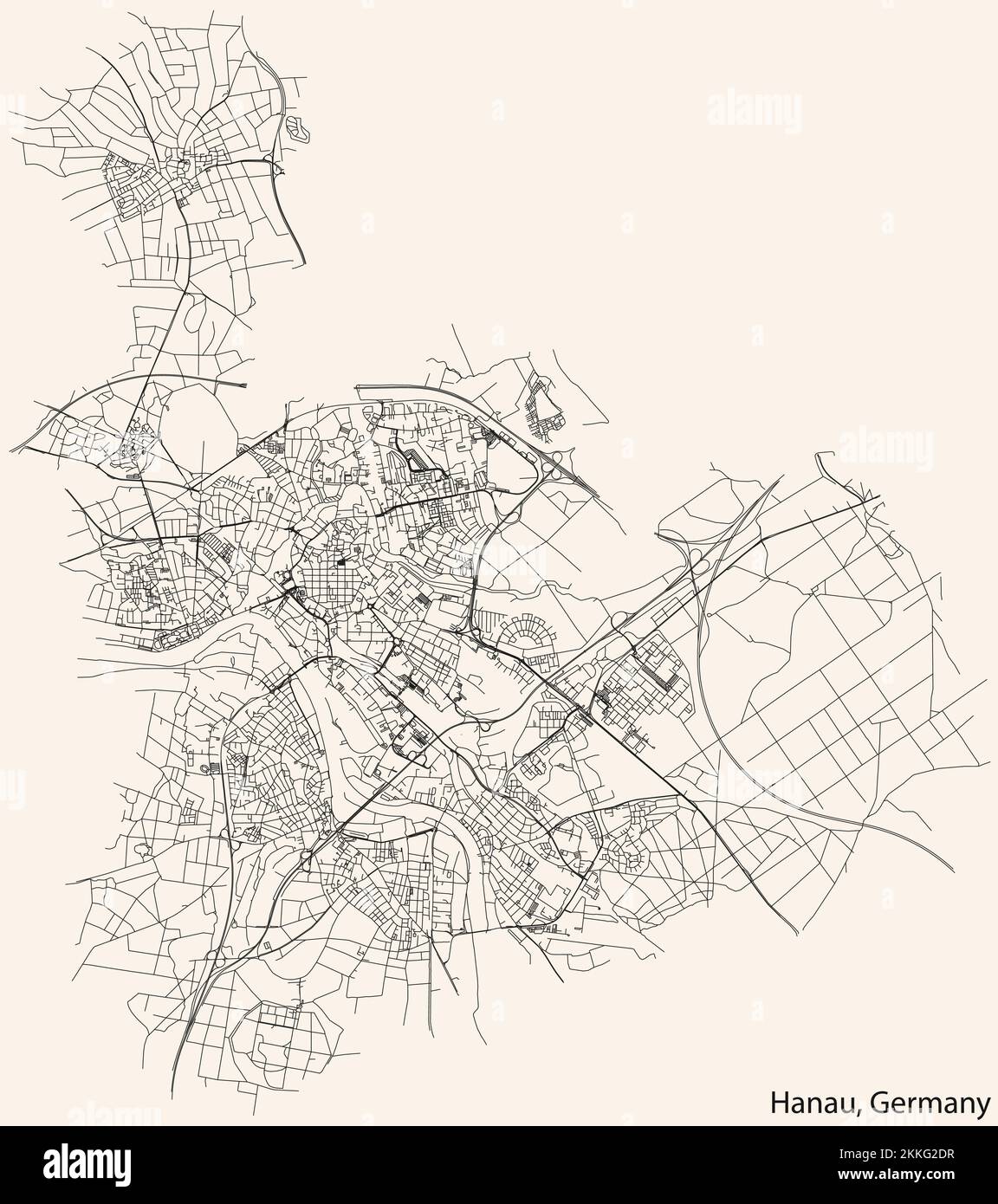 Street roads map of HANAU, GERMANY Stock Vector Image & Art - Alamy