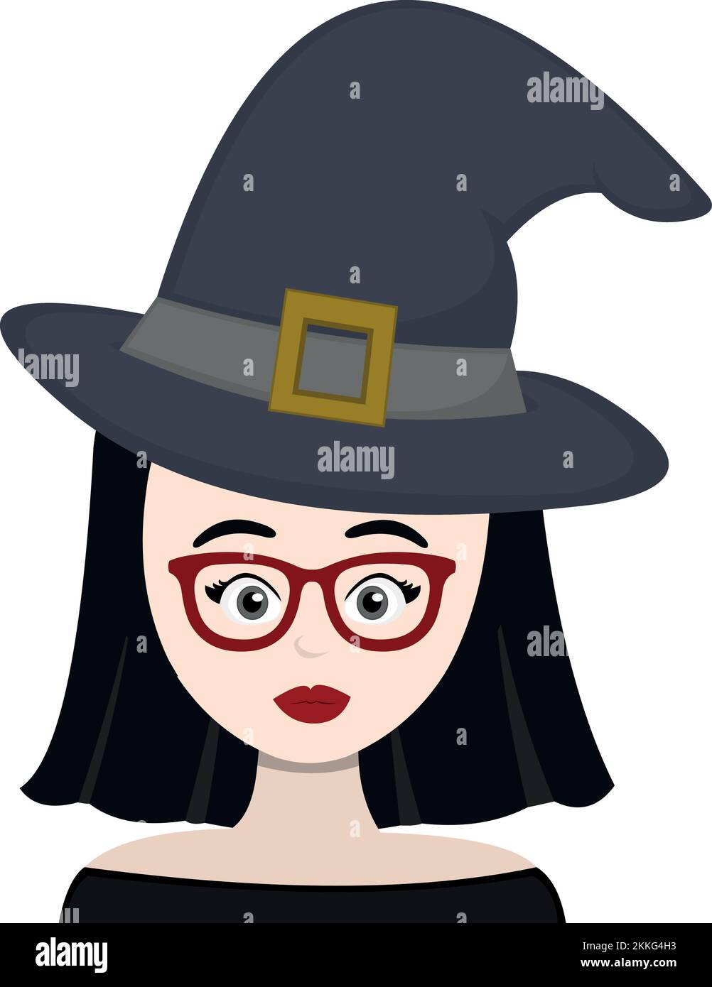 vector illustration of a cartoon witch with red glasses Stock Vector