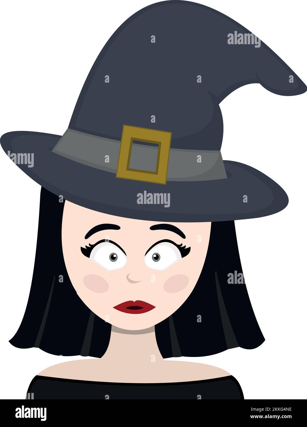 vector illustration of a cartoon witch with an embarrassed and blushing expression Stock Vector