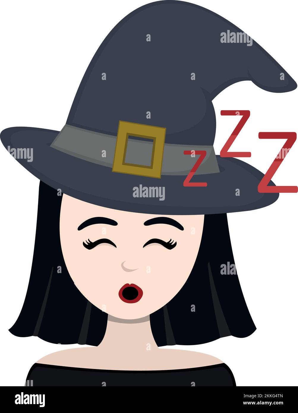 vector illustration of a witch cartoon sleeping Stock Vector