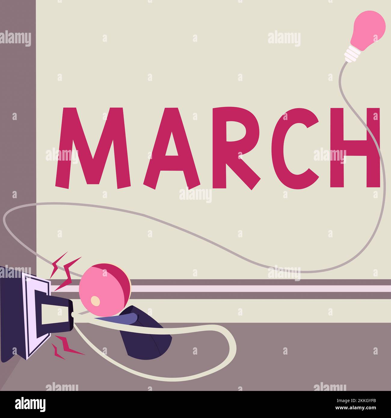 Text caption presenting March. Business idea third month year where ...
