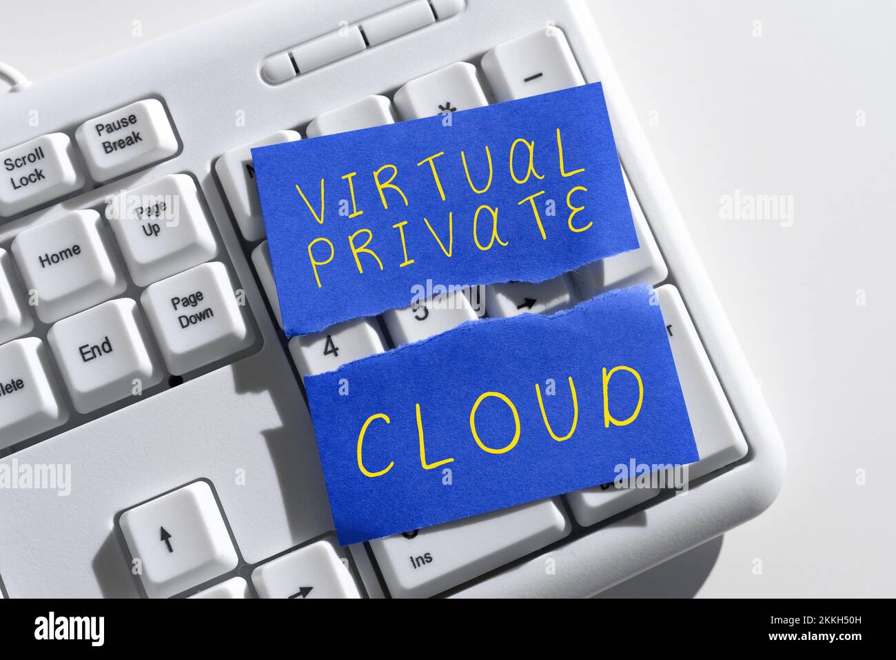 Hand writing sign Virtual Private Cloud, Internet Concept configurable pool of shared computing resources Stock Photo