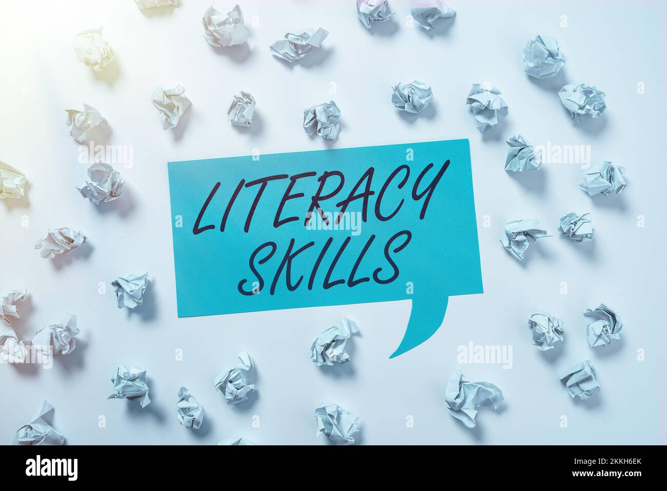 Hand writing sign Literacy Skills. Concept meaning all knowledge and ...