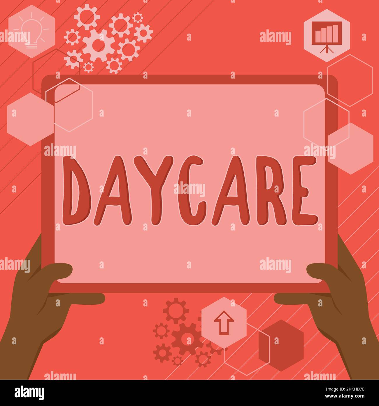 Conceptual display Daycare. Concept meaning offering care to preschool