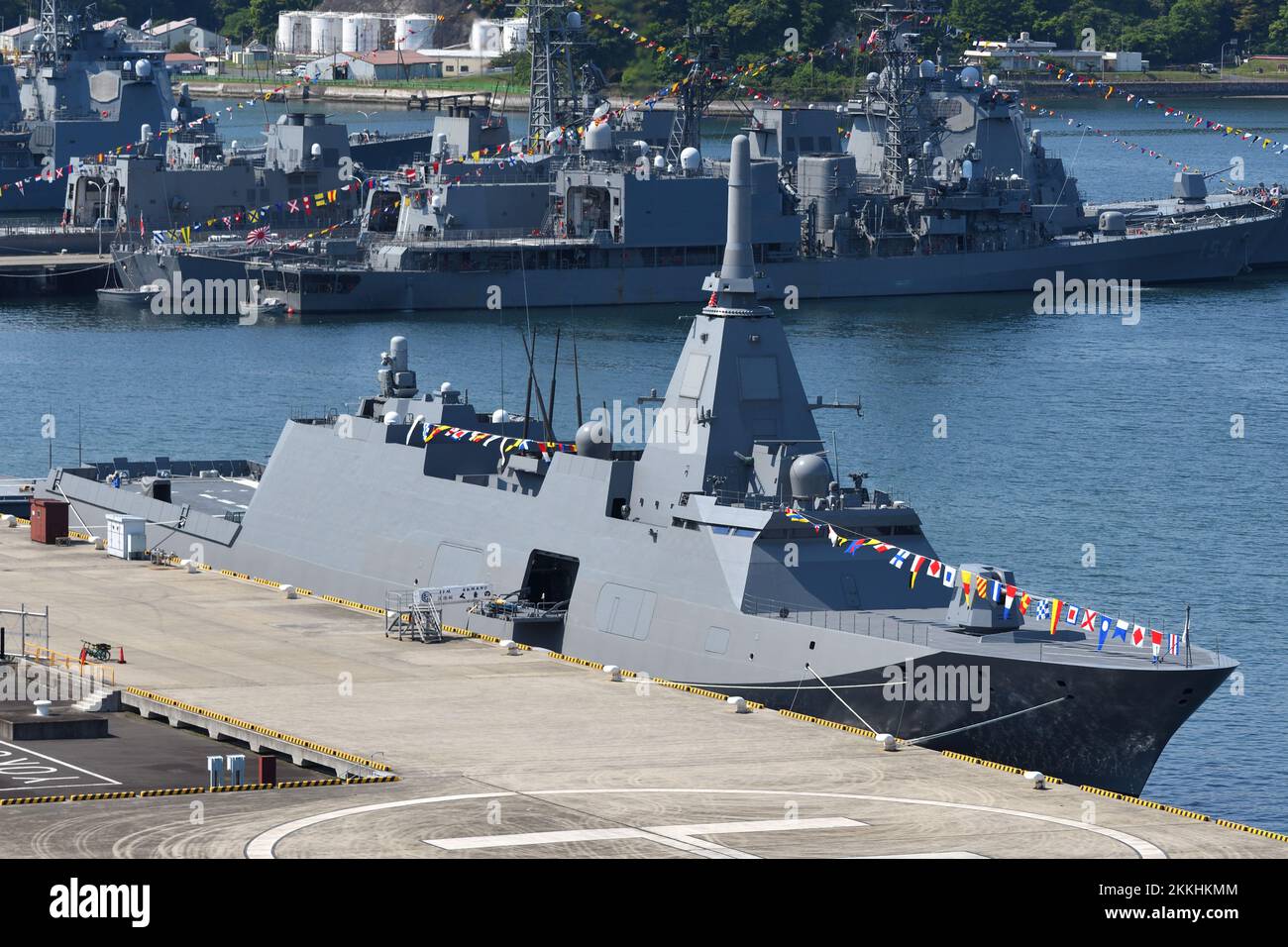 Kanagawa Prefecture, Japan - May 03, 2022: Japan Maritime Self-Defense Force JS Kumano (FFM-2), Mogami-class frigate. Stock Photo